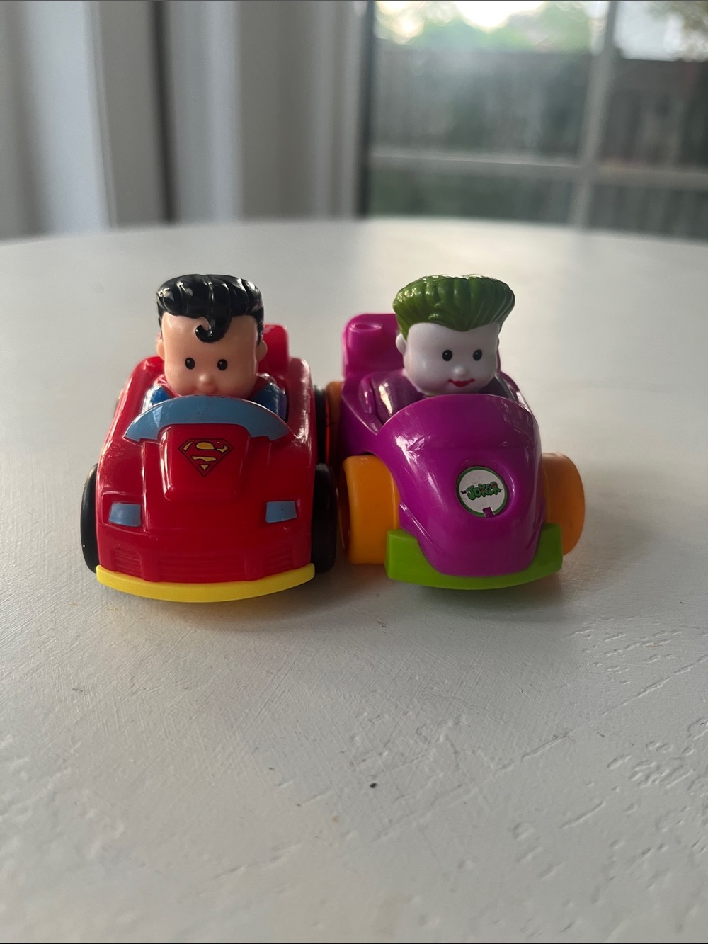 Little People DC Superhero Wheelies Superman and Joker